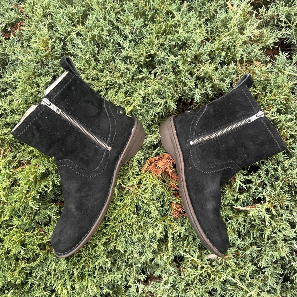 UGG Neevah Suede Side Zip Shearling Lined Ankle Boots Women's Size 7 Black - Picture 3 of 13
